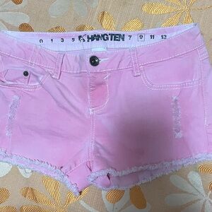 Hang Ten Pink Jean Shorts with Distressed Hem